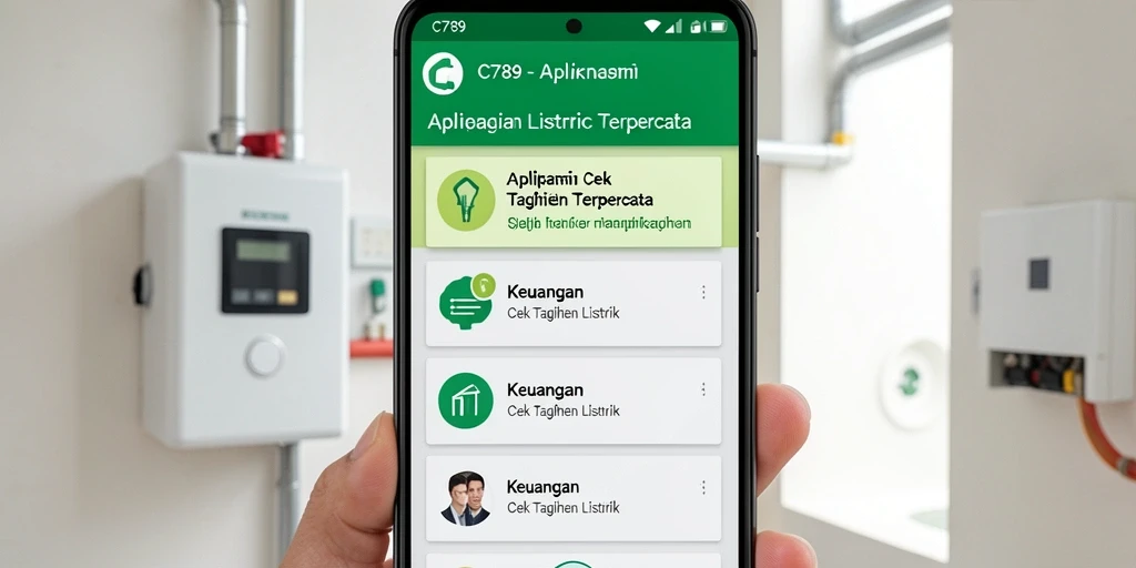Tampilan antarmuka C789 untuk cek tagihan listrik yang mudah digunakan.