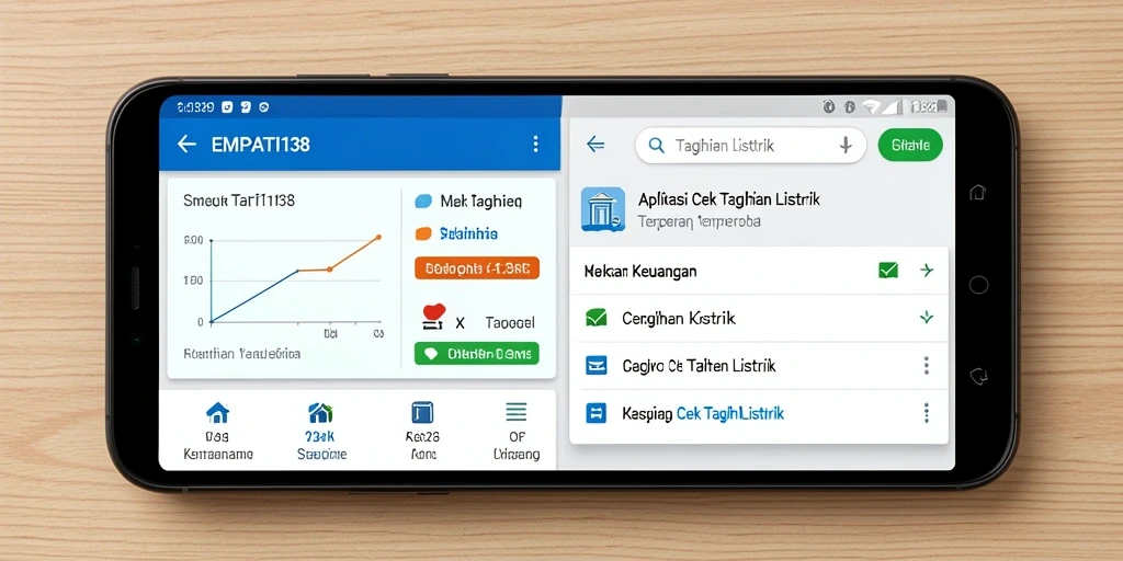 Antarmuka aplikasi EMPATI138 yang menampilkan fungsi cek tagihan listrik.