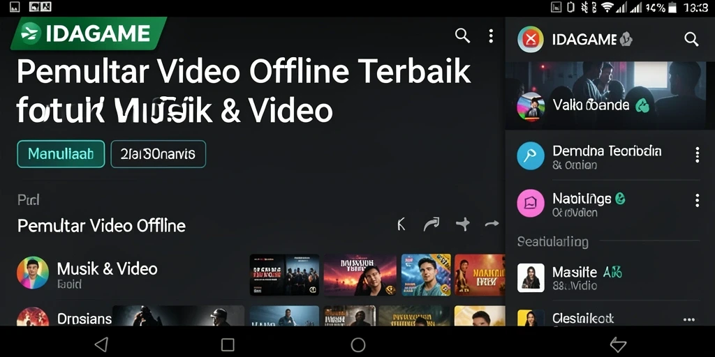 Tampilan antarmuka <strong>IDAGAME</strong> yang sederhana dan mudah digunakan untuk Pemutar Video Offline.