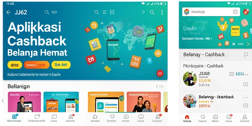 Tampilan antarmuka aplikasi JJ62 dengan fitur Cashback yang menarik.
