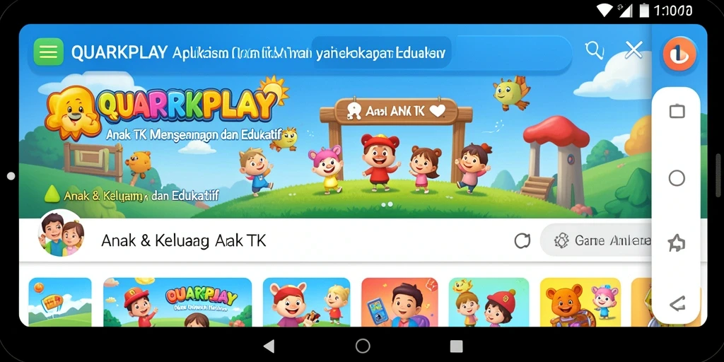 Screenshot antarmuka permainan edukatif QUARKPLAY yang menarik dan interaktif.