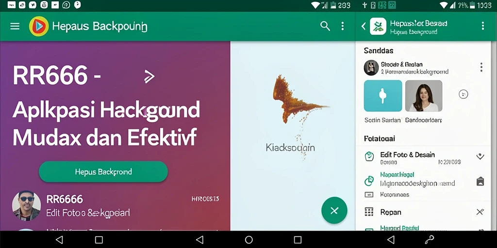 Screenshot antarmuka aplikasi Hapus Background RR666 yang sedang berfungsi.