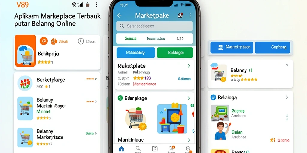 Antarmuka sederhana dan menarik dari aplikasi V89 Marketplace.