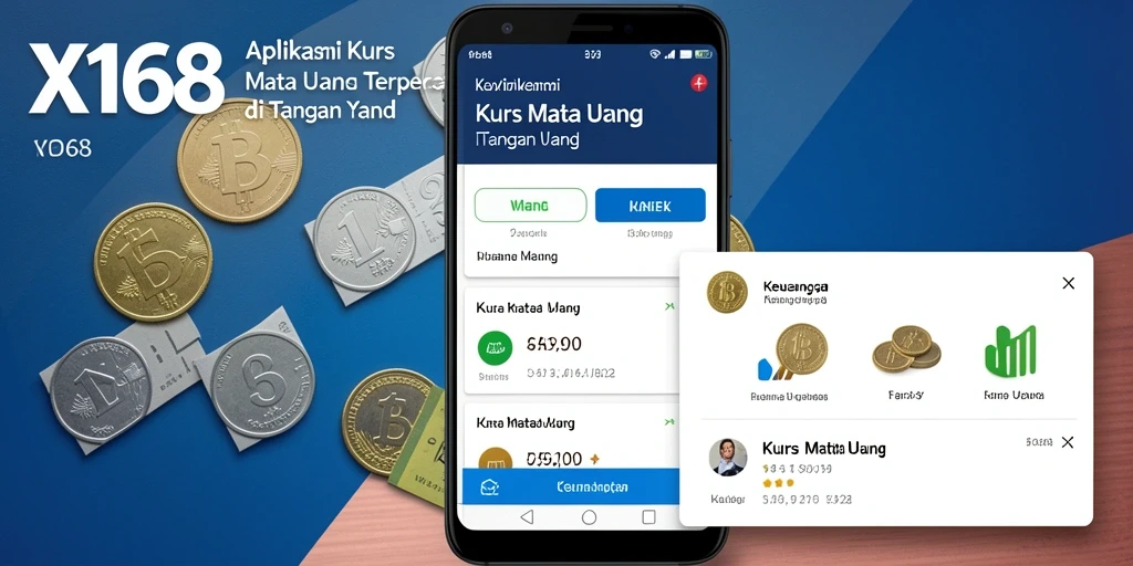 Antarmuka aplikasi X168 yang menunjukkan nilai tukar mata uang.
